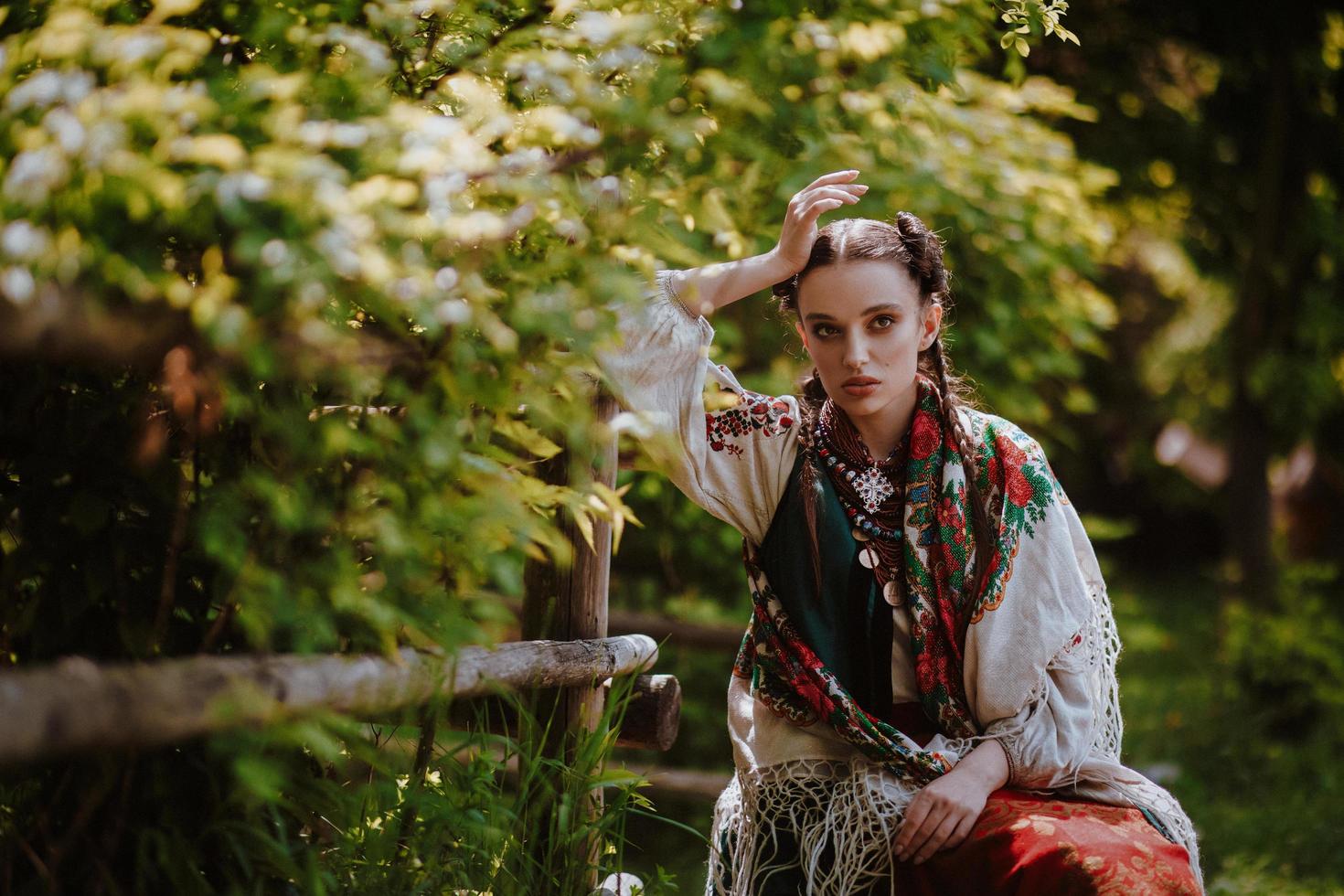 Young girl in a traditional Ukrainian dress photo