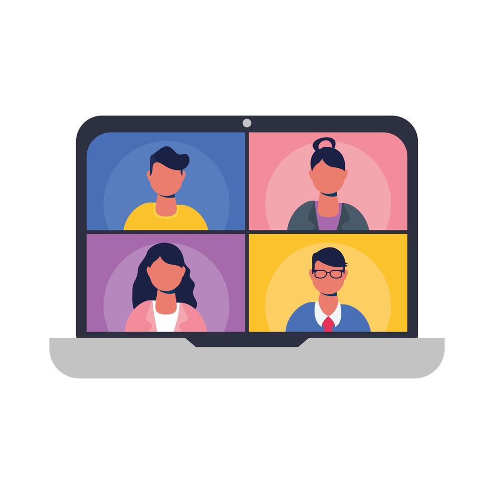 people on websites in chat at laptop design vector
