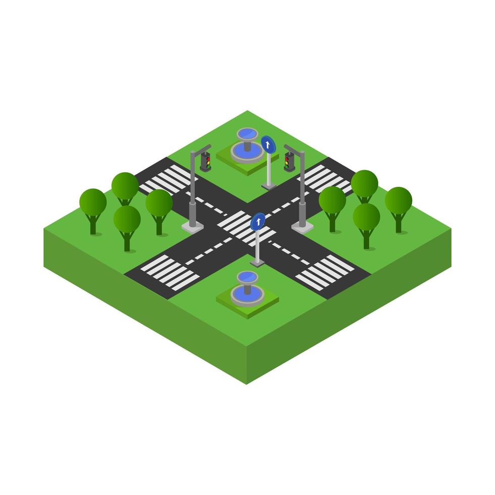 Isometric Road Crossing On White Background vector