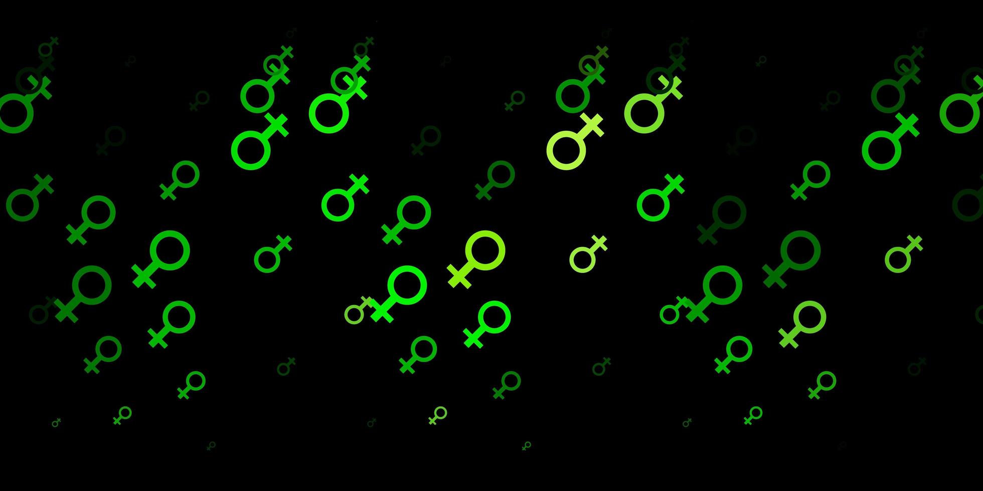 patrón de vector verde oscuro, amarillo con elementos de feminismo.