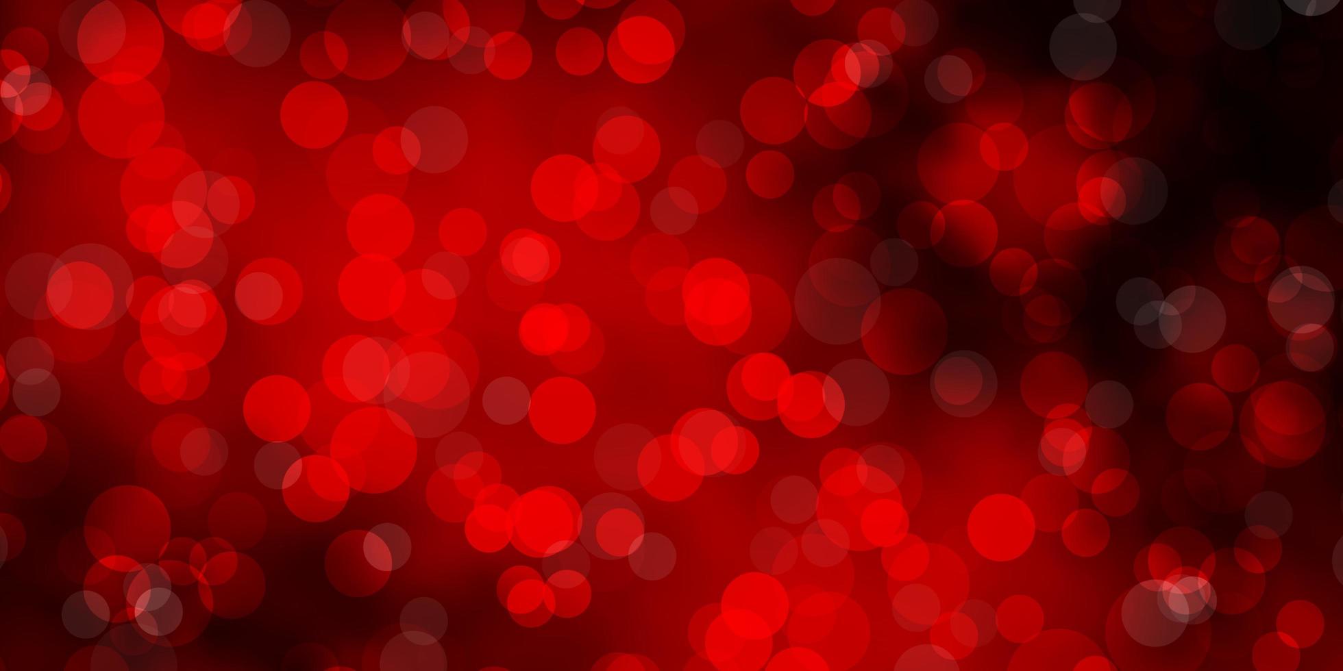 Dark Red vector background with circles.