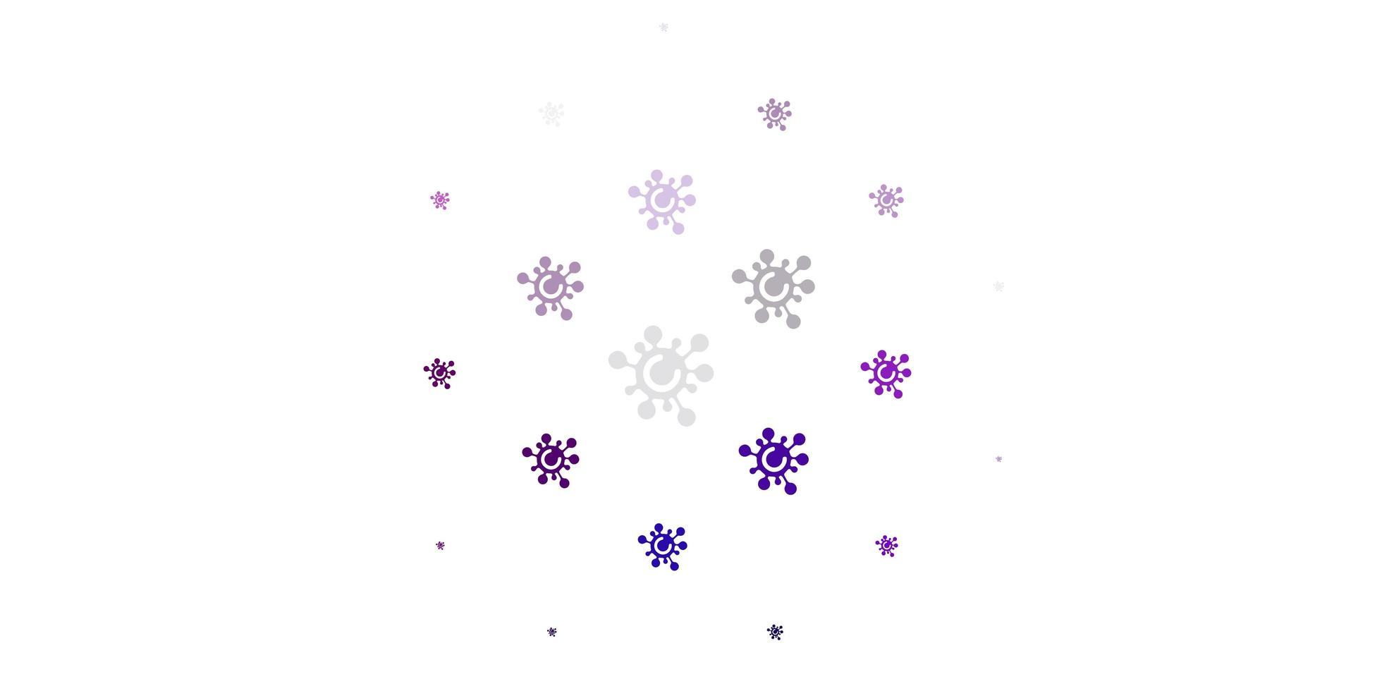 Telón de fondo de vector violeta claro con símbolos de virus.
