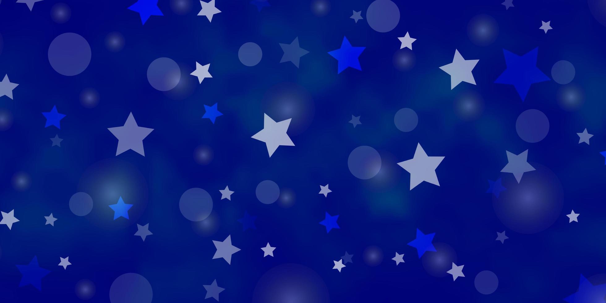 Telón de fondo de vector azul claro con círculos, estrellas.