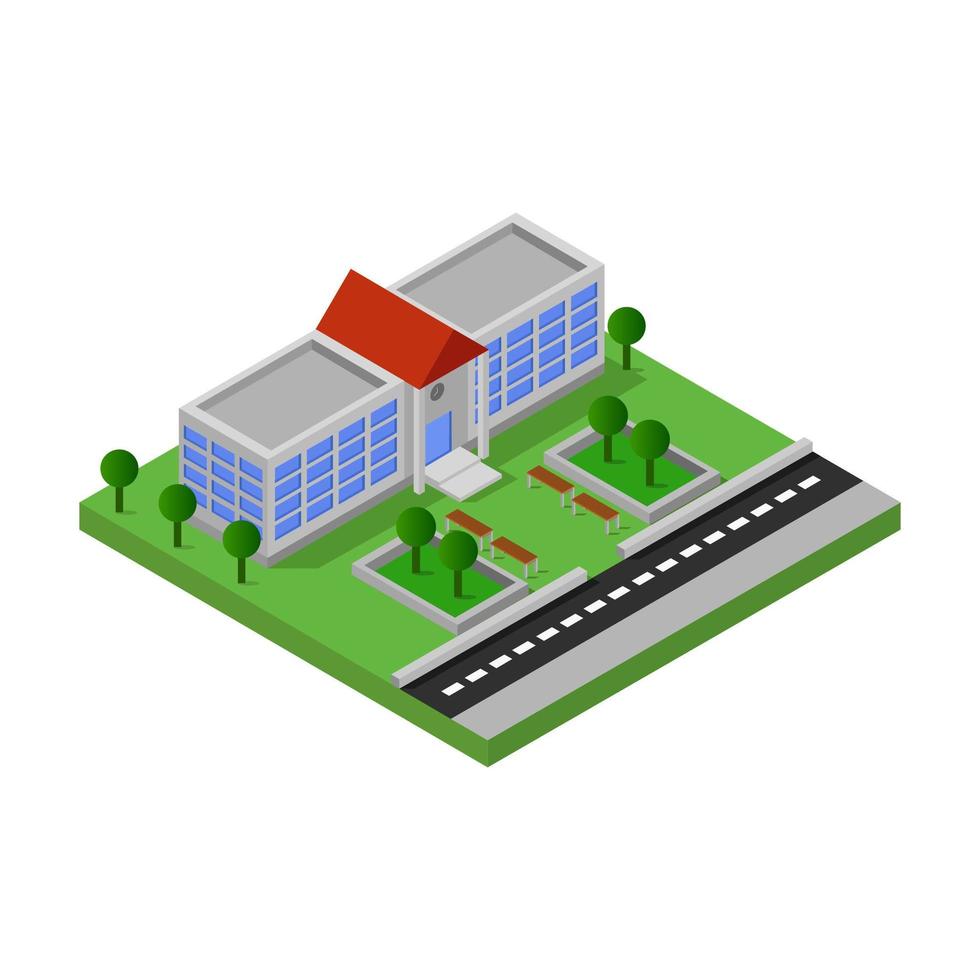 Isometric School On White Background vector