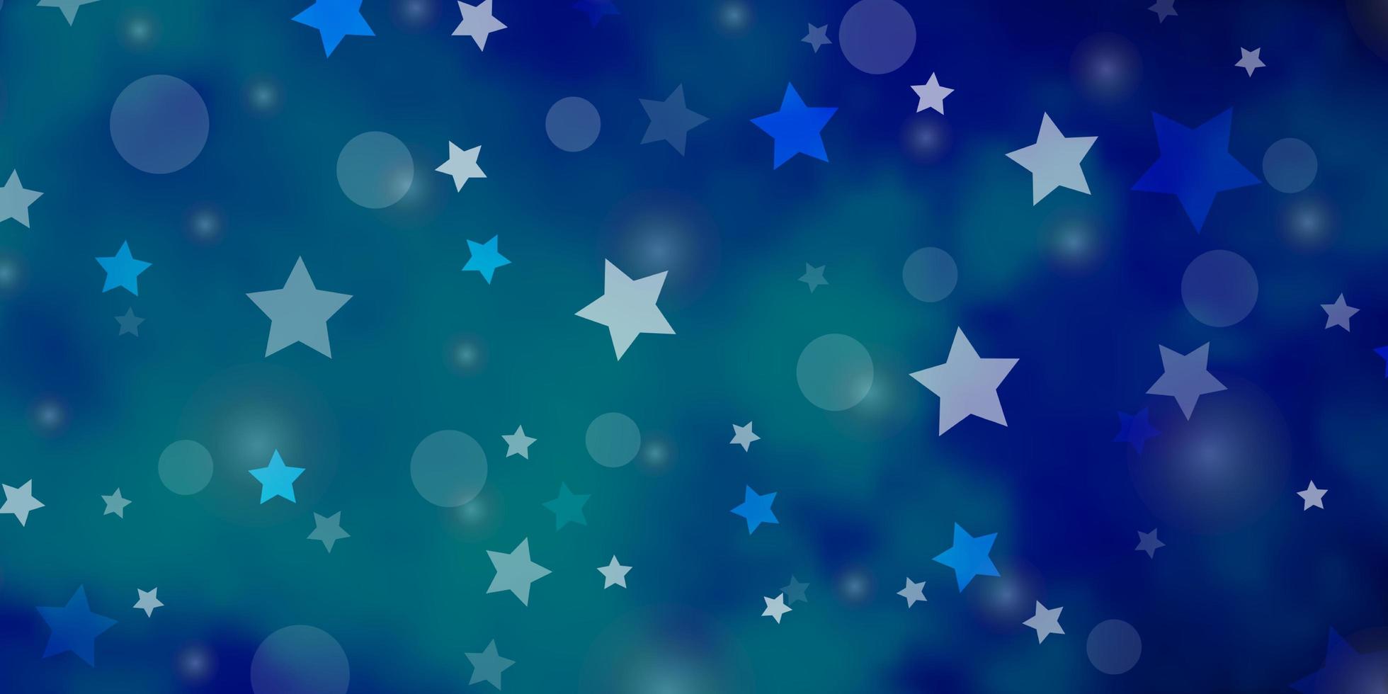 Telón de fondo de vector azul claro con círculos, estrellas.