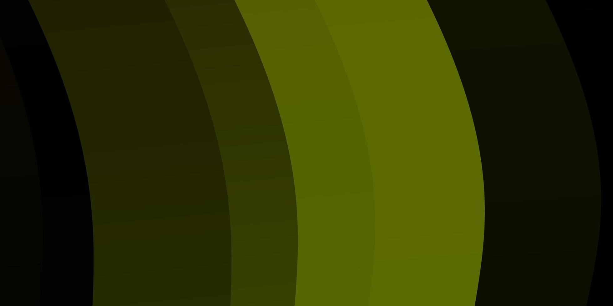 Dark Green vector background with curved lines.