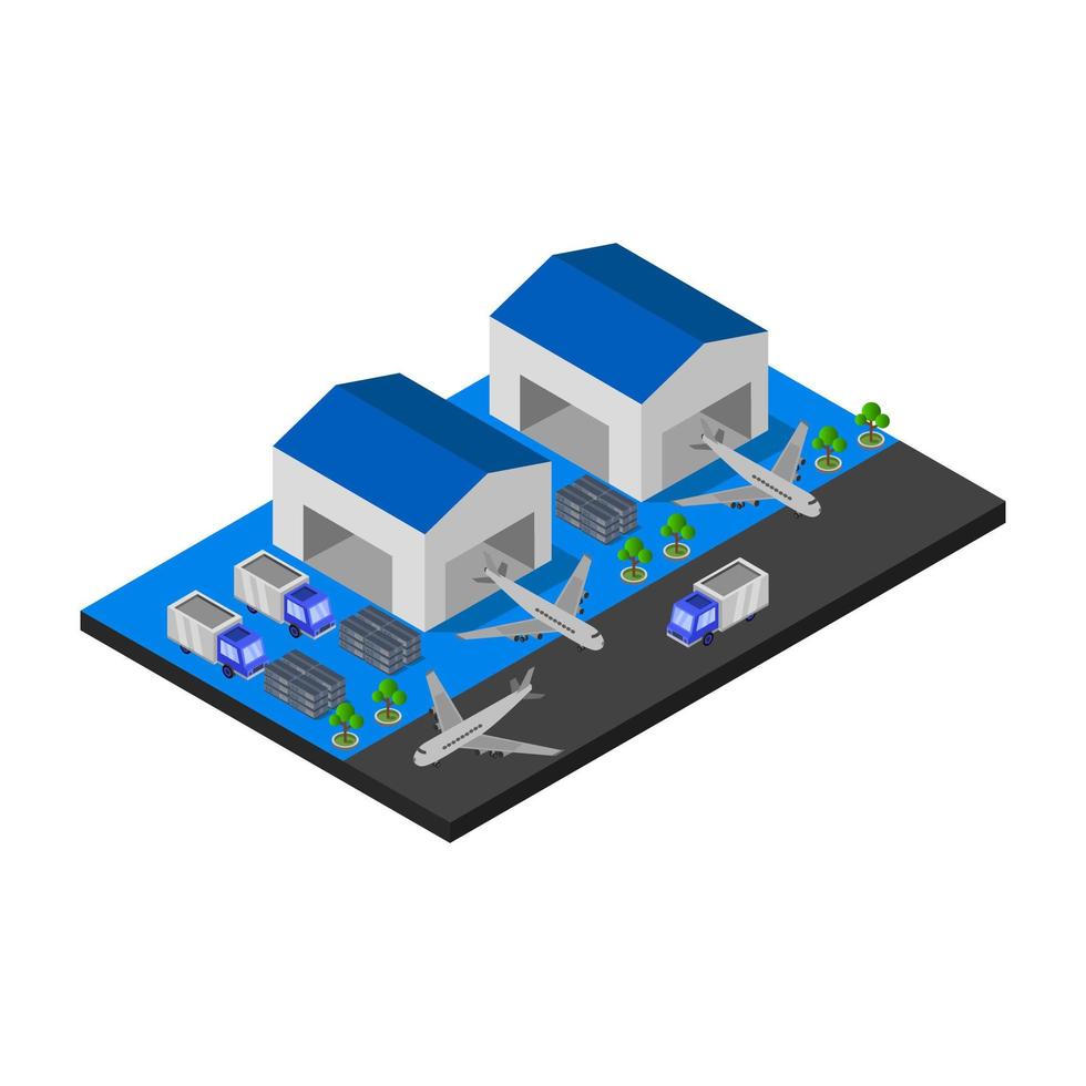 Airport Isometric In Vector On White Background