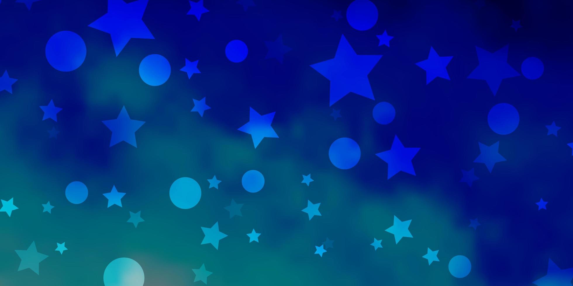 Telón de fondo de vector azul claro con círculos, estrellas.