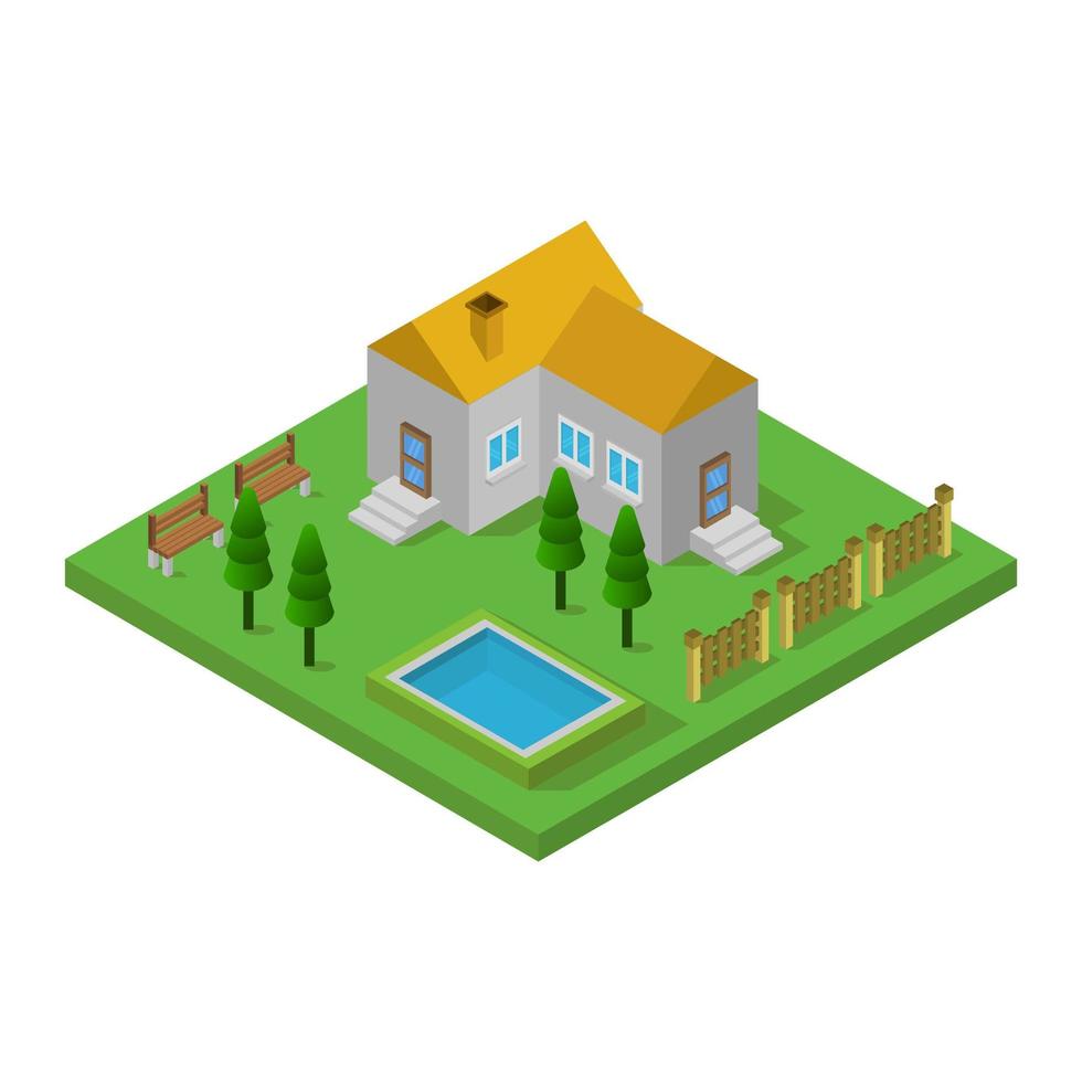 Isometric House Illustrated On White Background vector