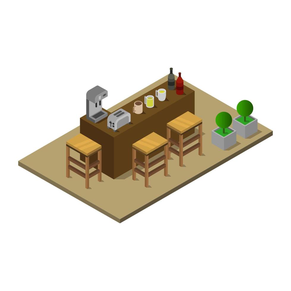 Isometric Bar Illustrated In Vector On White Background