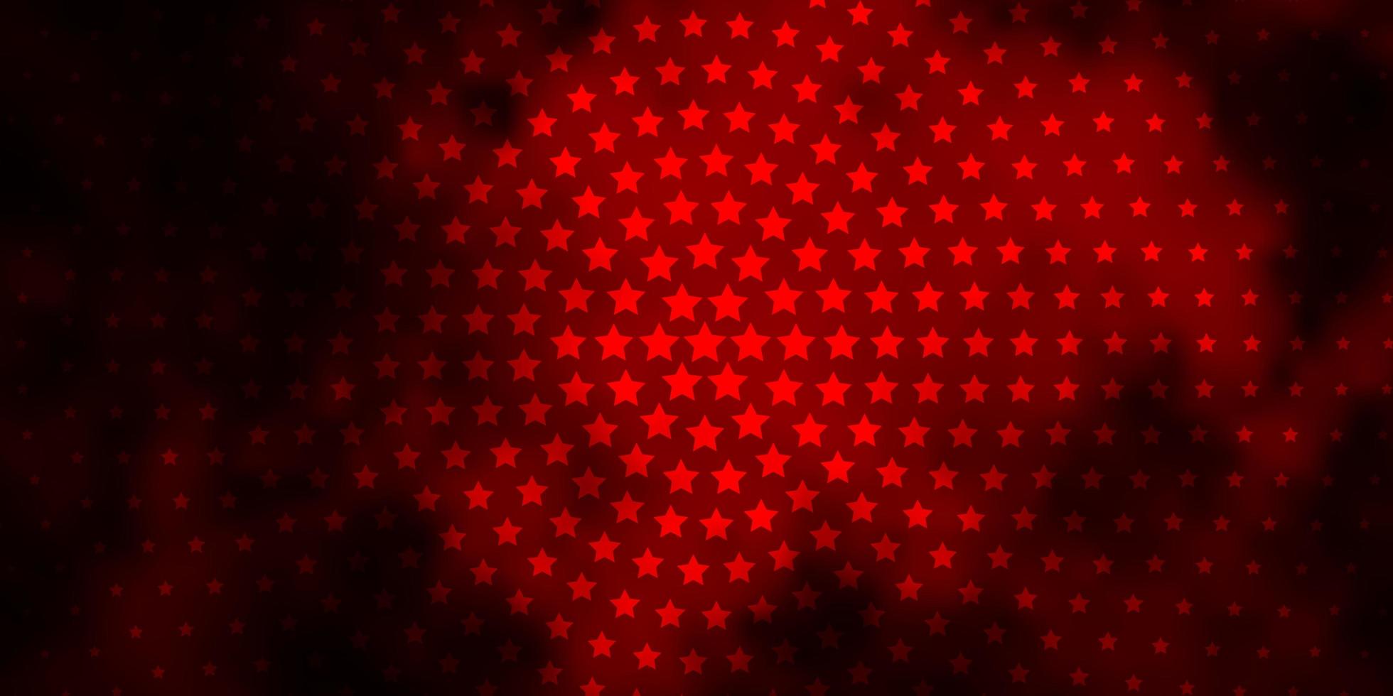 Dark Red vector background with colorful stars.