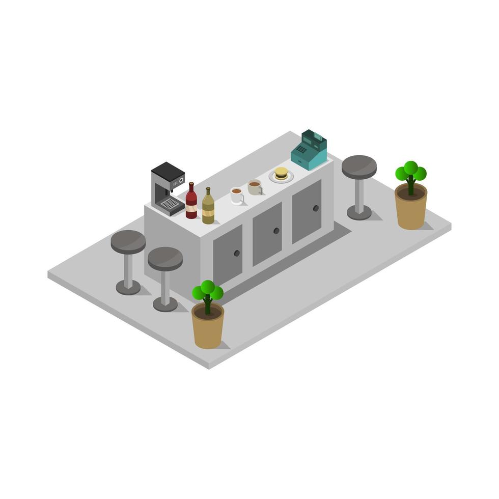 Isometric Bar Illustrated In Vector On White Background