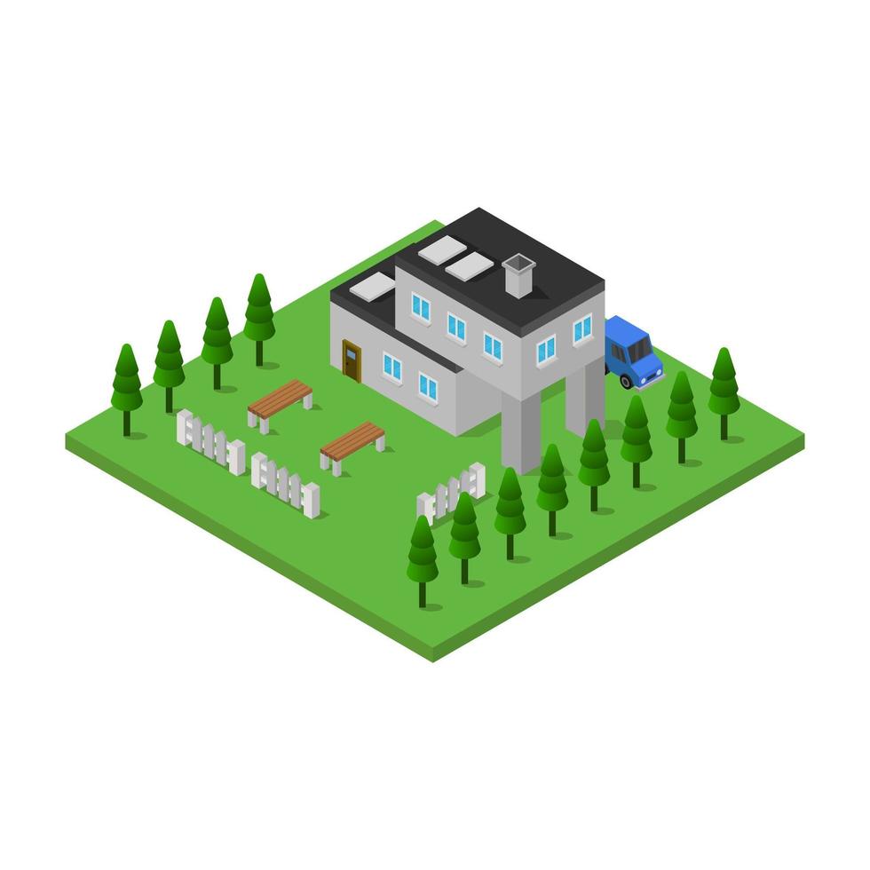 Isometric House Illustrated On White Background vector