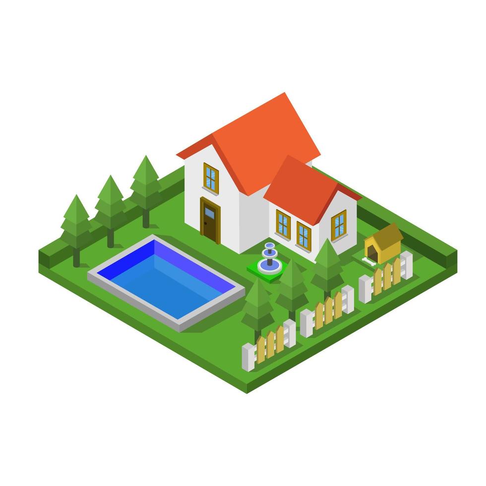 Isometric House Illustrated On White Background vector