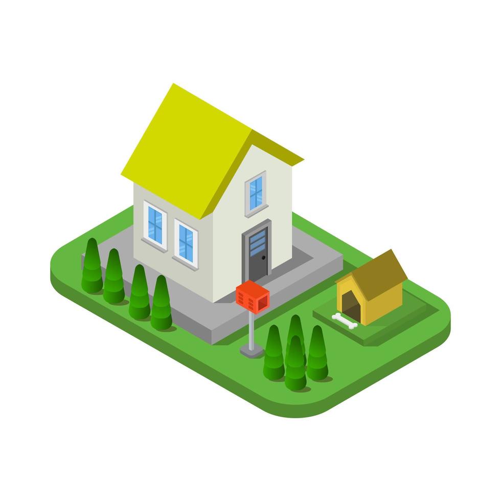 Isometric House Illustrated On White Background vector
