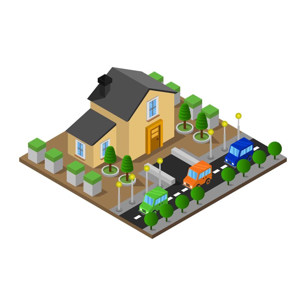 Isometric House Illustrated On White Background vector