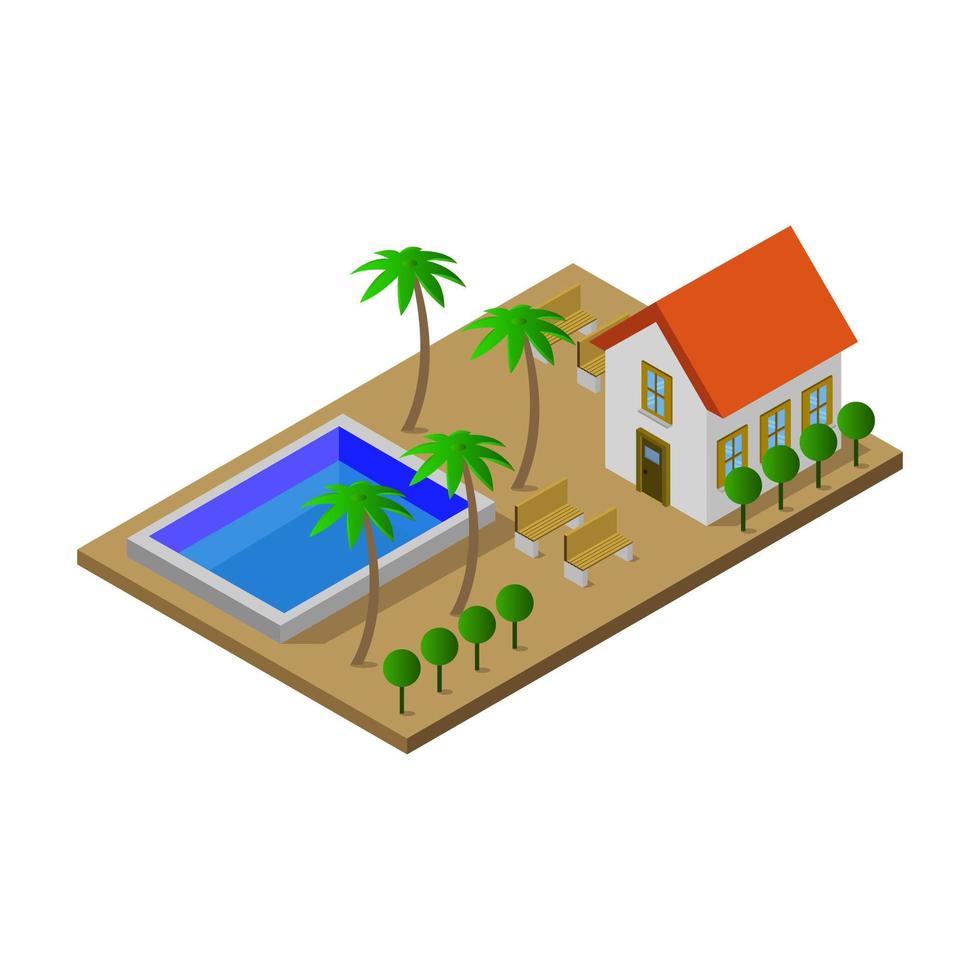 Isometric House Illustrated On White Background vector