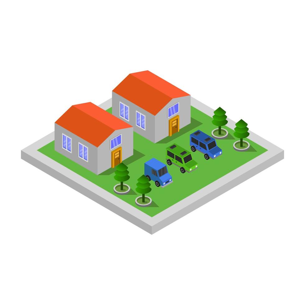 Isometric City Illustrated On White Background vector