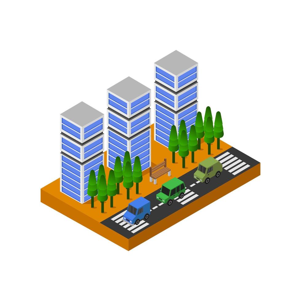 ciudad isométrica ilustrada en vector sobre fondo blanco