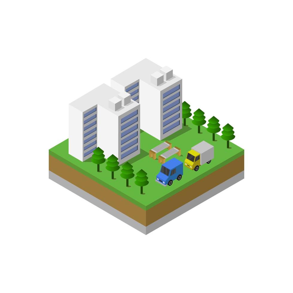 Isometric City Illustrated On White Background vector