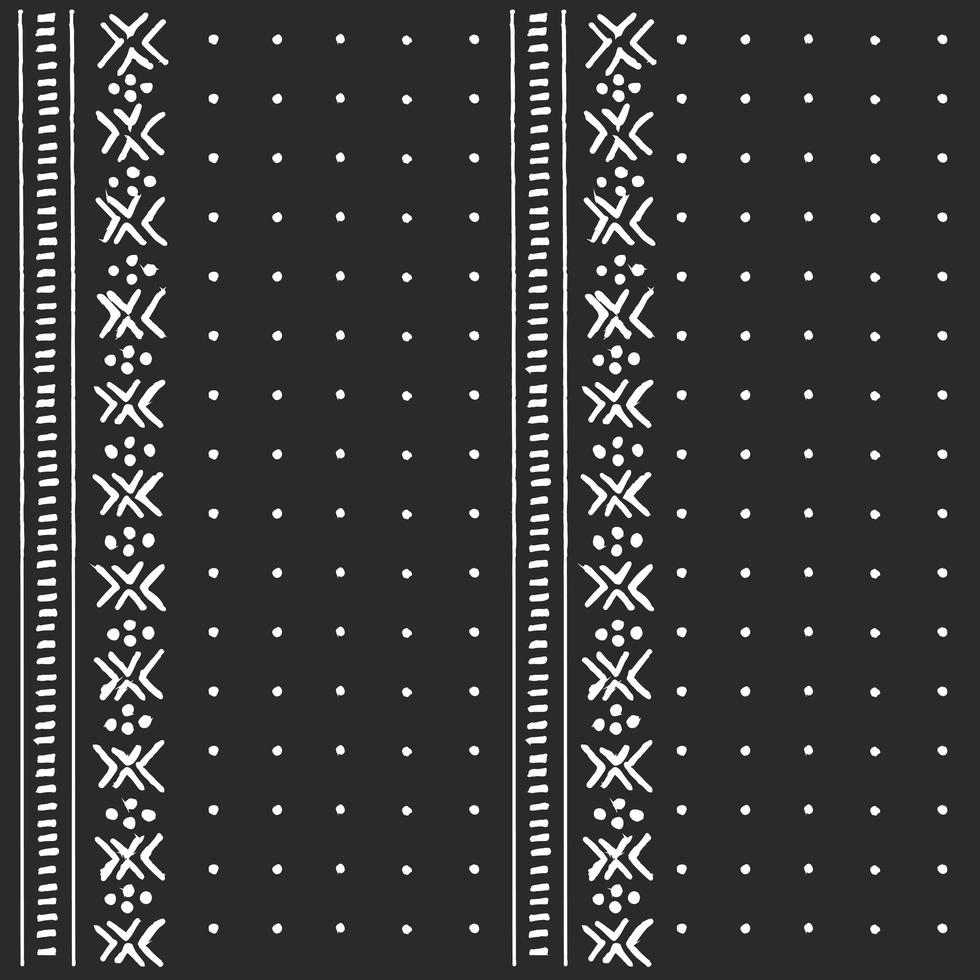 Black and white tribal ethnic pattern with geometric elements vector