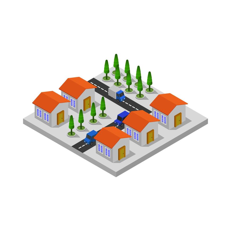 Isometric City Illustrated On White Background vector