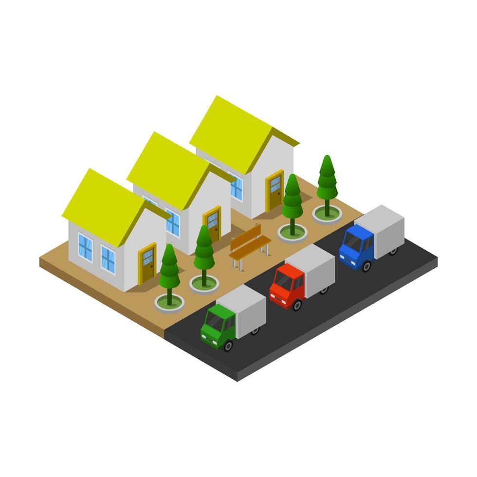 Isometric City Illustrated On White Background vector