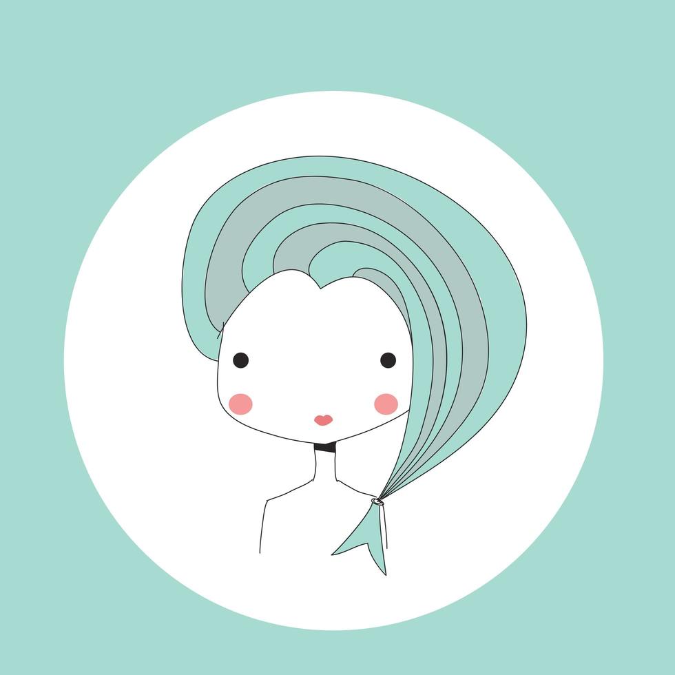 Horoscope Pisces sign, girl head vector