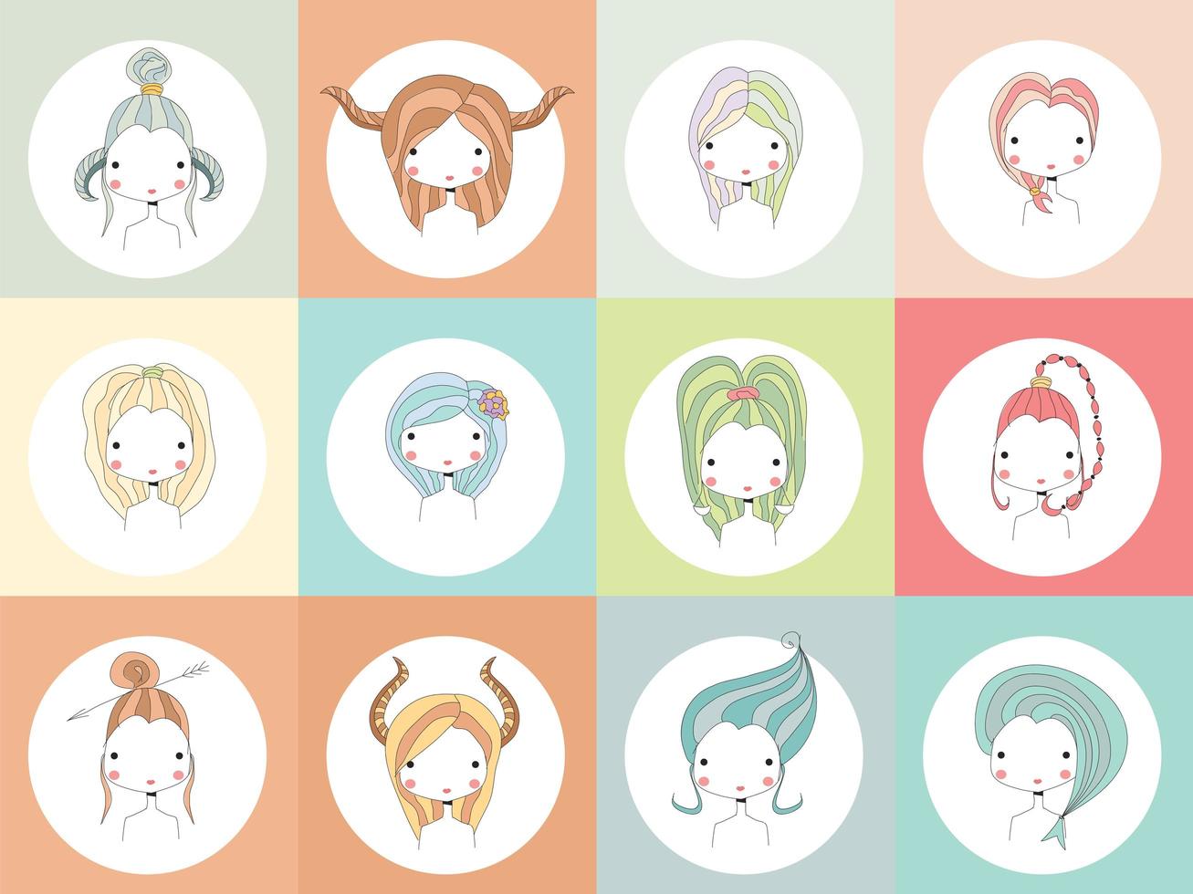 Horoscope signs with girls vector