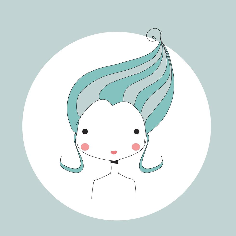 Horoscope Aquarius sign, girl head vector