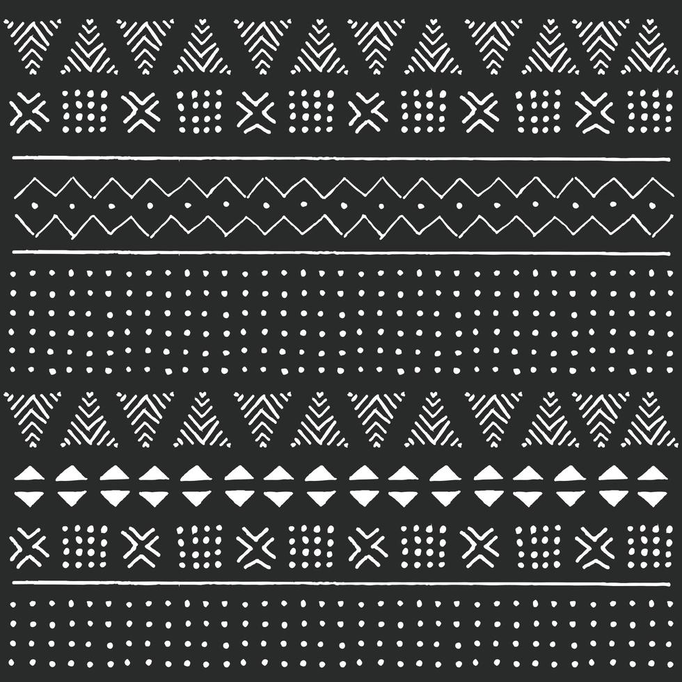 Black and white tribal ethnic pattern with geometric elements vector