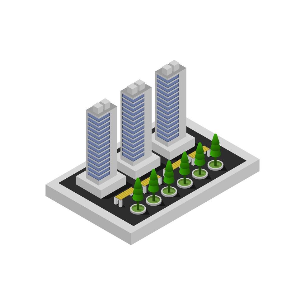 ciudad isométrica ilustrada en vector sobre fondo blanco