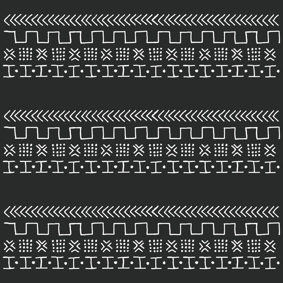 Black and white tribal ethnic pattern with geometric elements vector