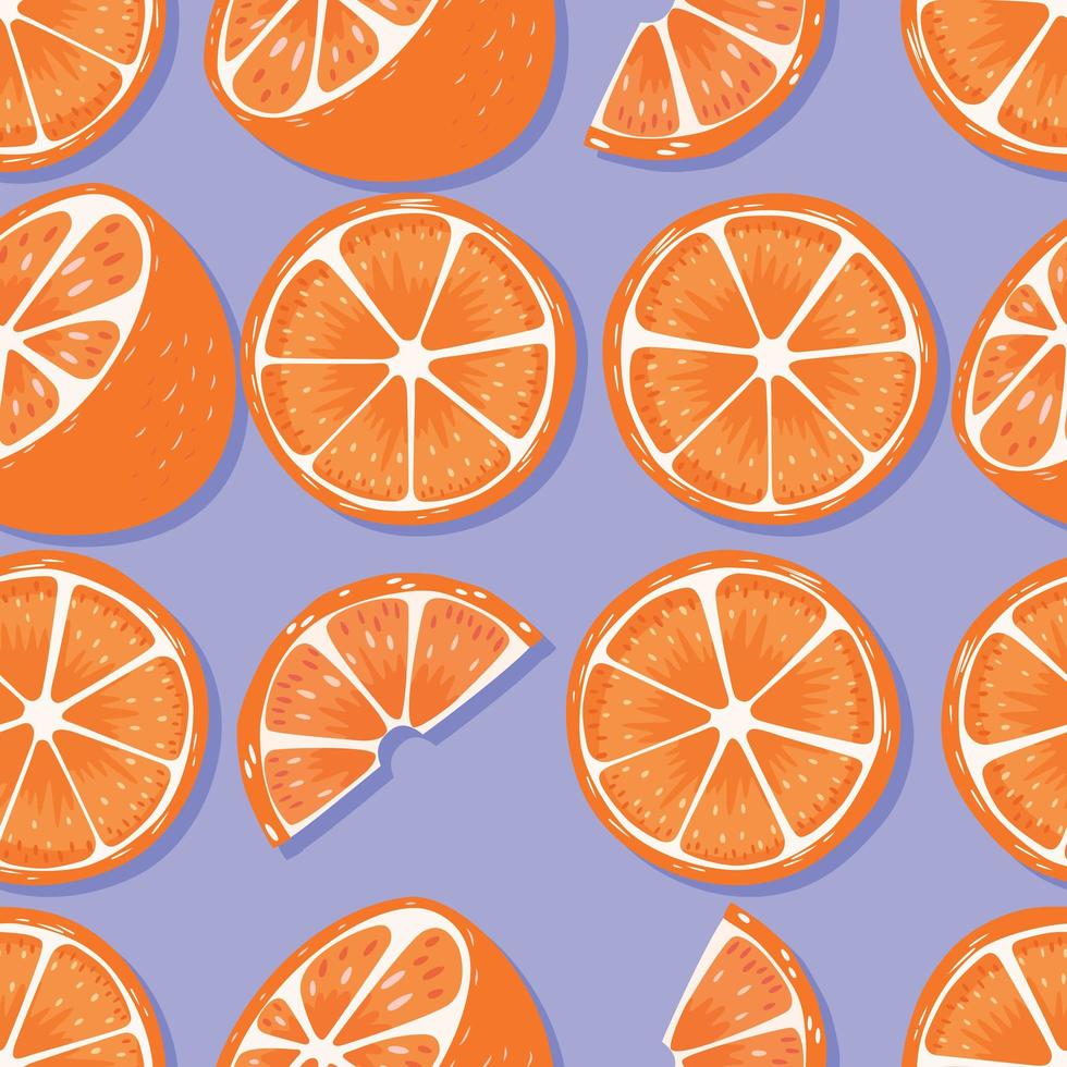 Fruit seamless pattern oranges with shadow vector