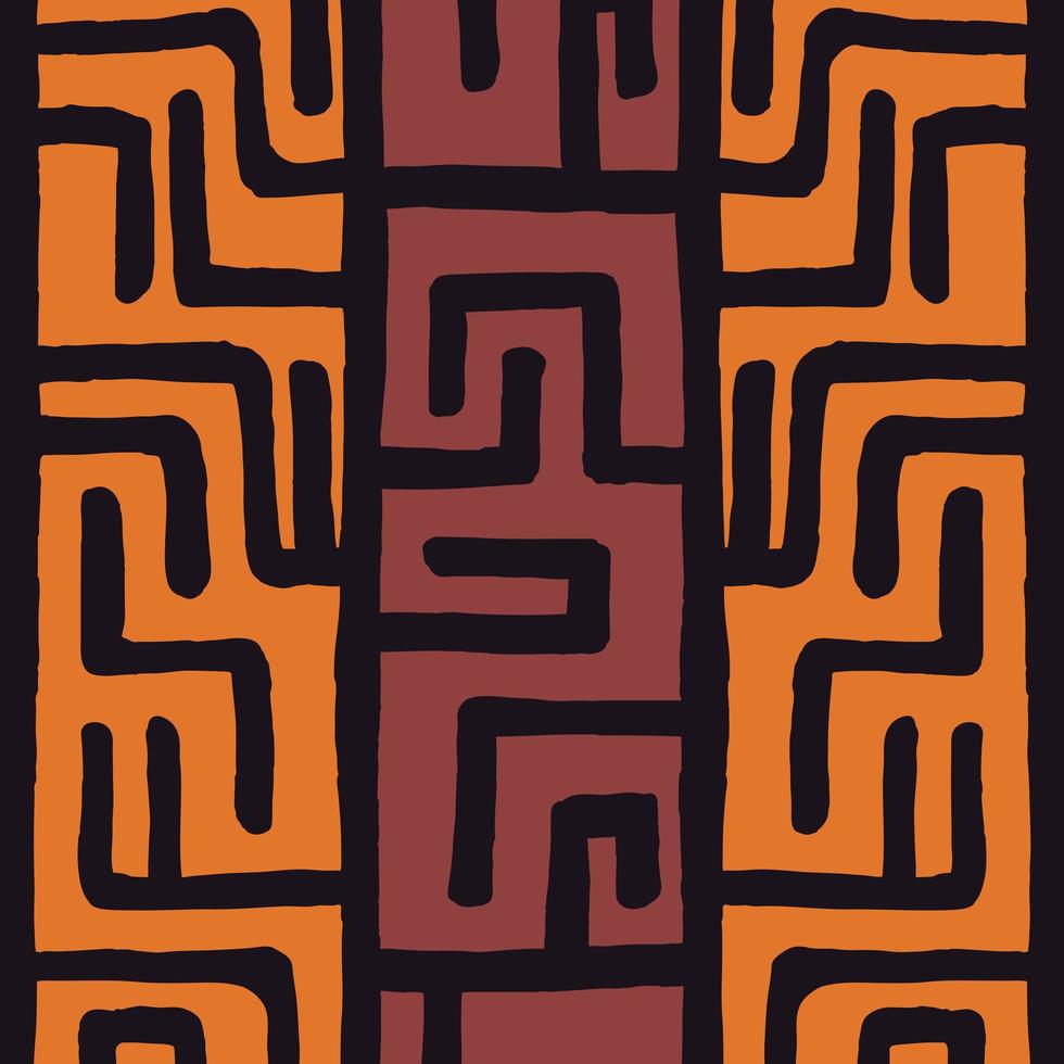 patrón bohemio colorido étnico tribal con elementos geométricos, tela de barro africano vector