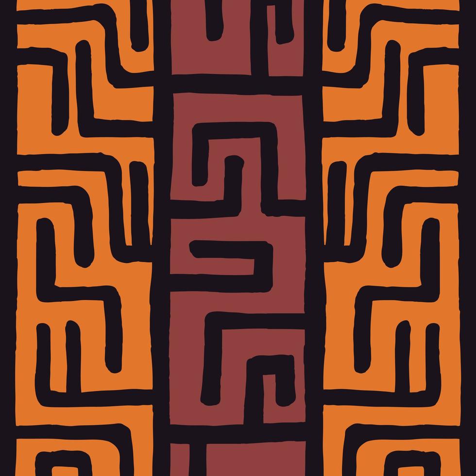 Tribal ethnic colorful bohemian pattern with geometric elements, African mud cloth vector