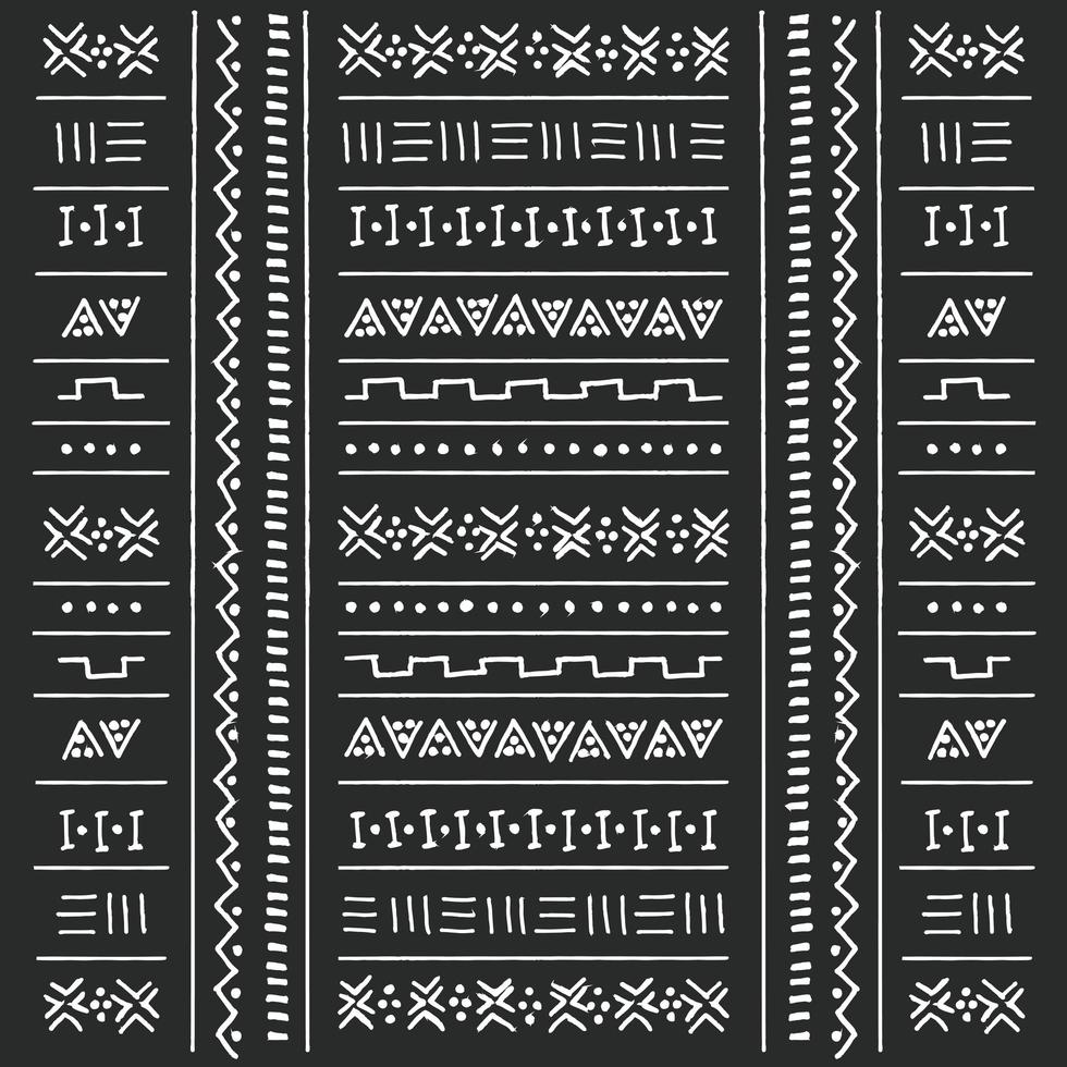 Black and white tribal ethnic pattern with geometric elements vector