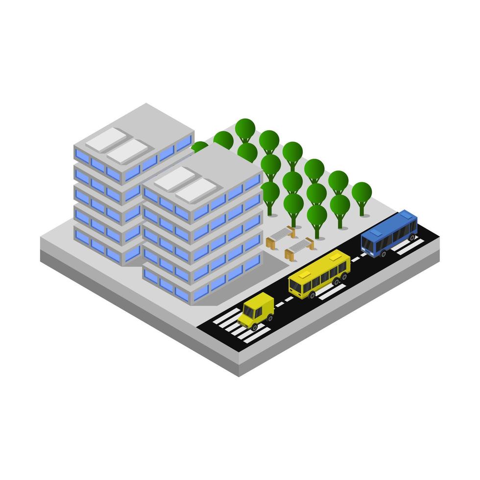 Isometric City Illustrated On White Background vector