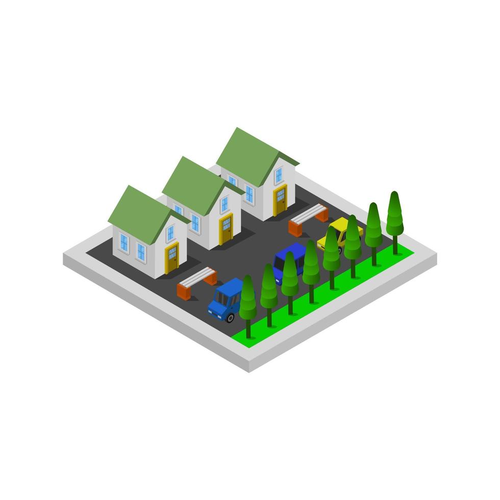 Isometric City Illustrated On White Background vector