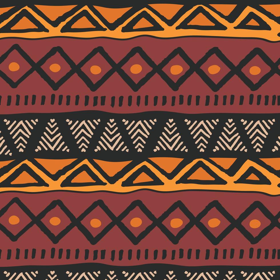 Tribal ethnic colorful bohemian pattern with geometric elements, African mud cloth vector