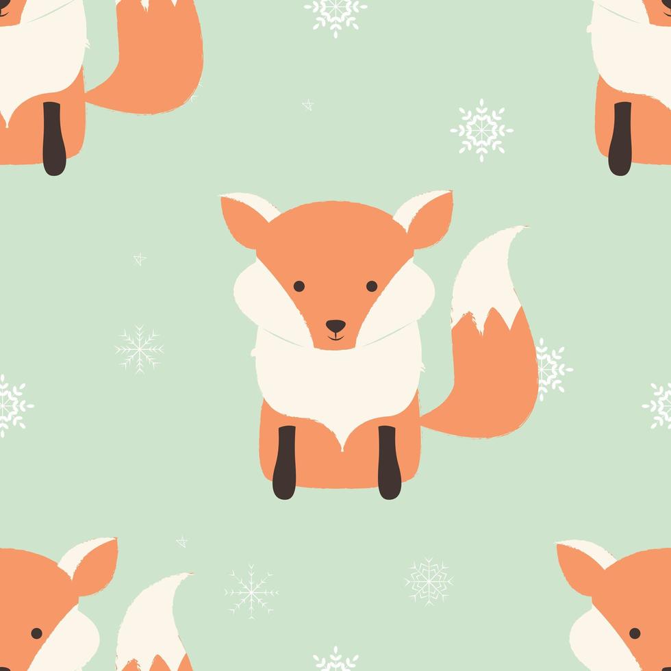 Seamless Merry Christmas patterns with cute hipster fox vector