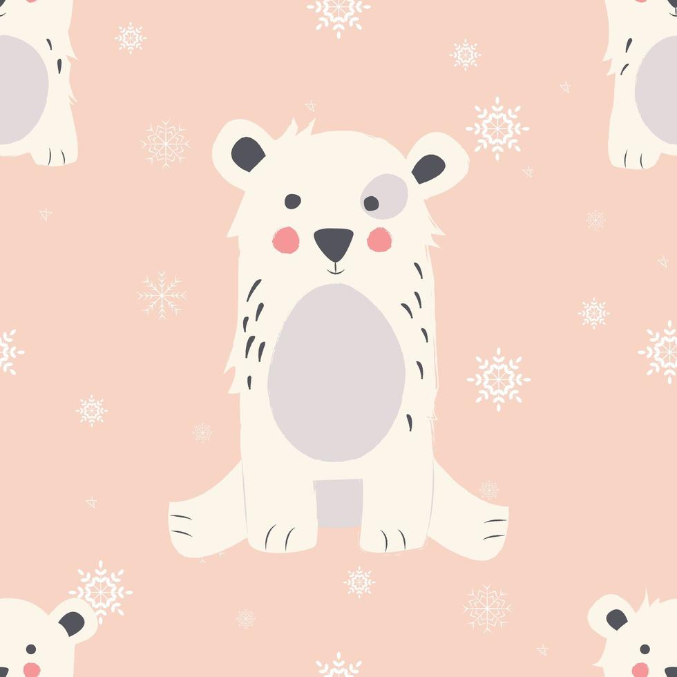 patrones sin fisuras de feliz navidad con lindos animales oso polar vector