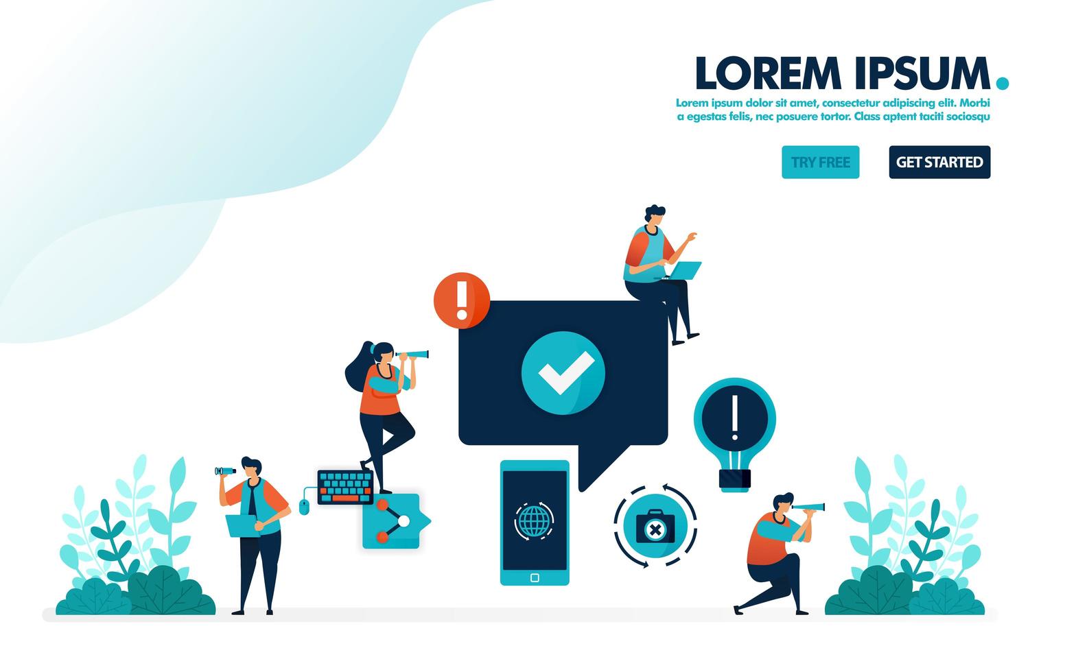 Approve and verify user comment, social media, mobile, internet activities. Simple tick symbol vector illustration for landing page, web, banner, template, background, mobile apps, ui, flyer, poster