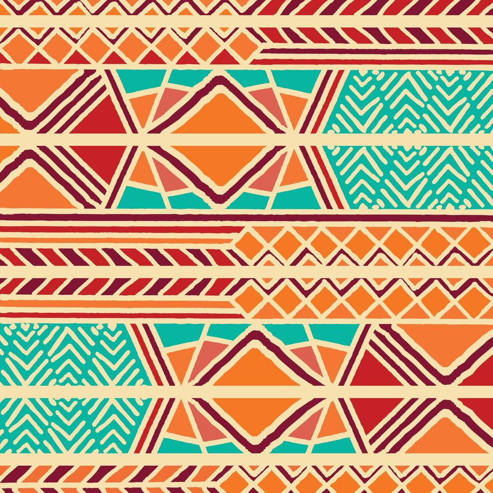 Tribal ethnic colorful bohemian pattern with geometric elements, African mud cloth vector