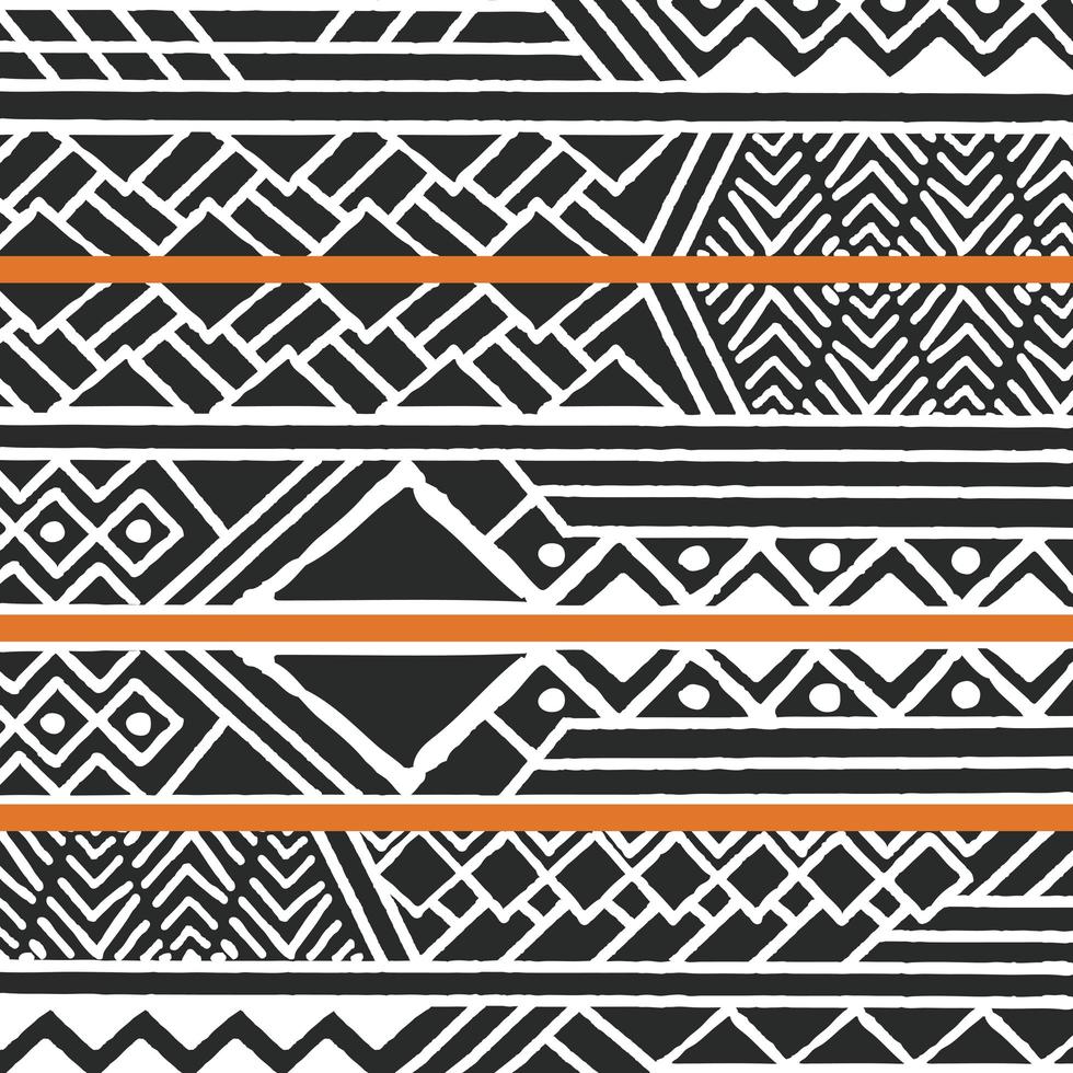 Tribal ethnic colorful bohemian pattern with geometric elements, African mud cloth vector