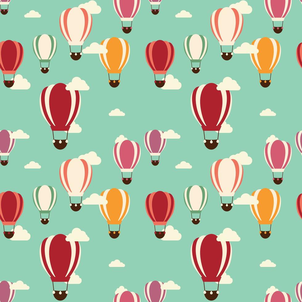 Background with hot air balloons seamless pattern vector