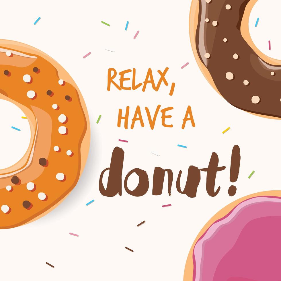 Poster design with colorful glossy tasty donuts vector