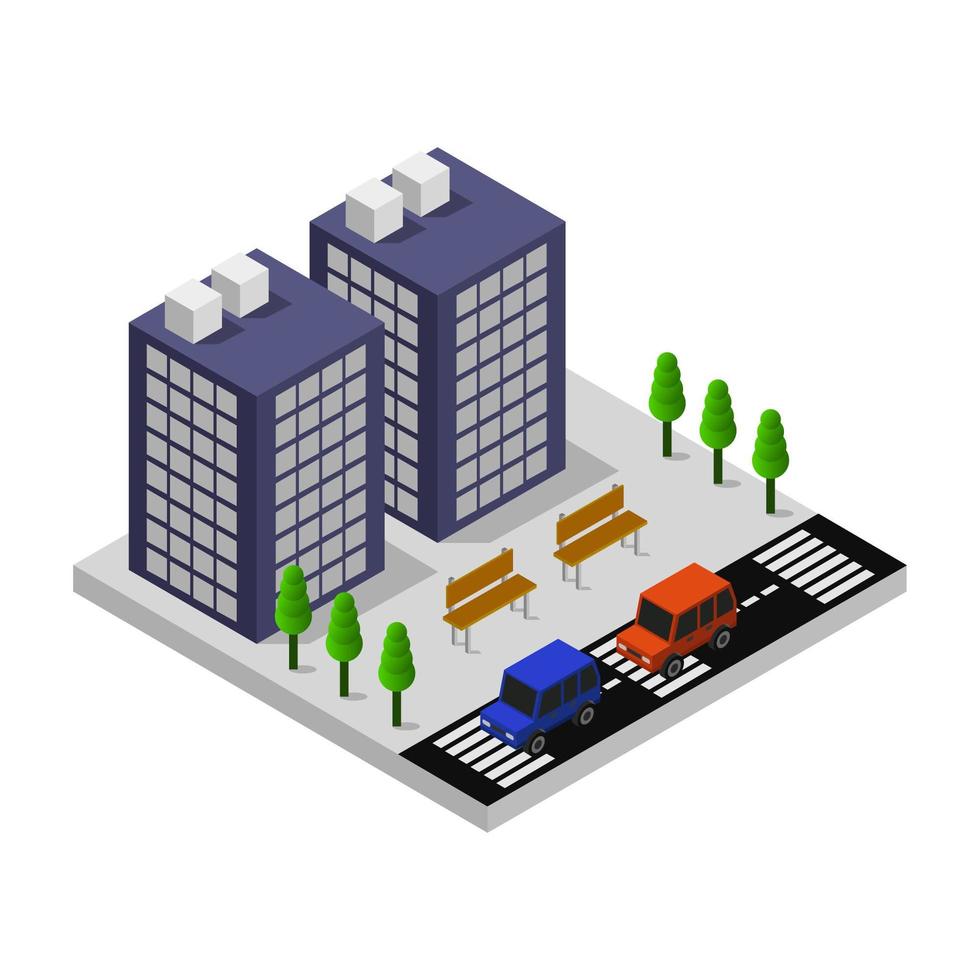 Isometric City Illustrated On White Background vector