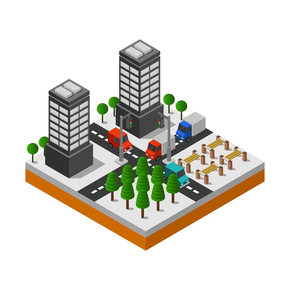 Isometric City Illustrated On White Background vector