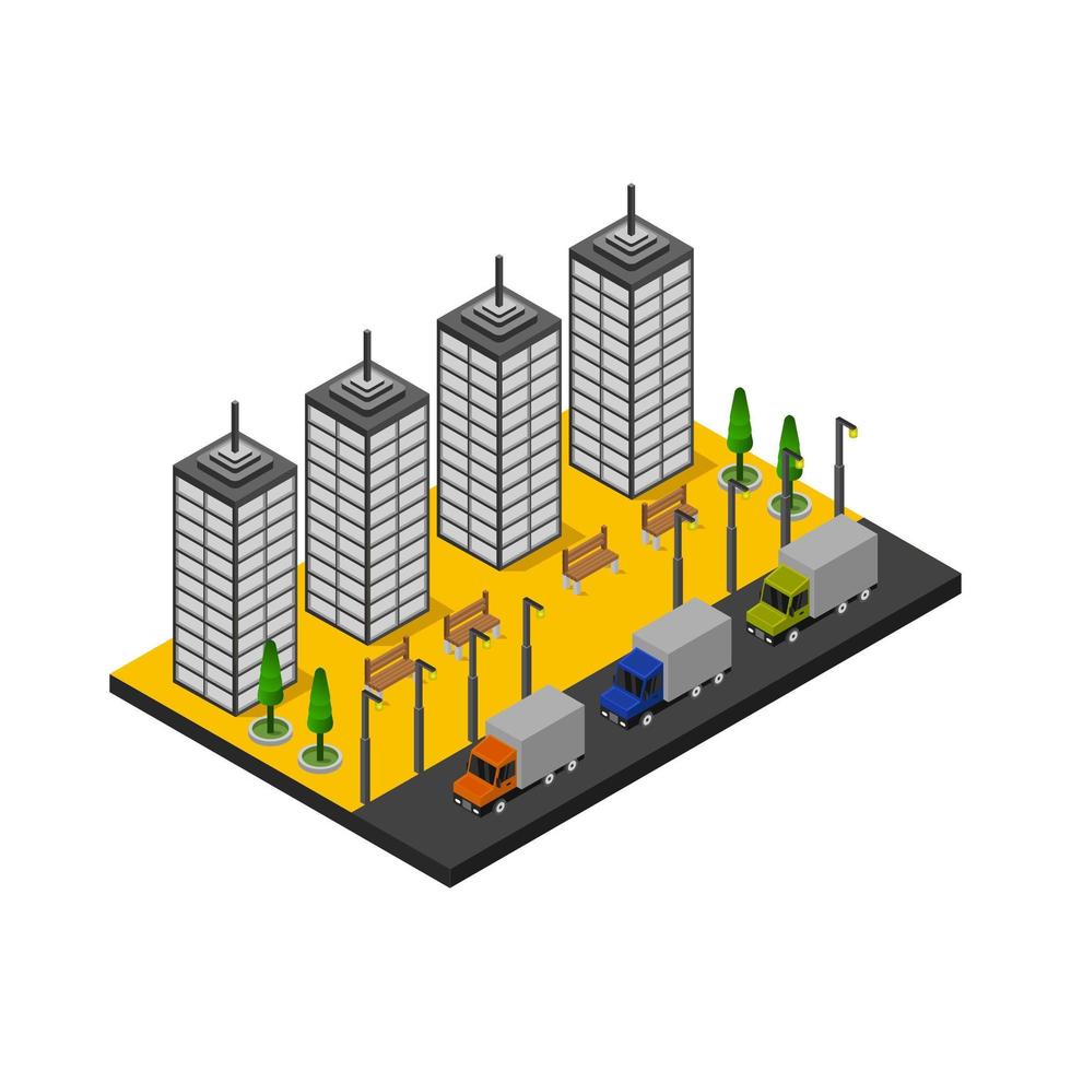 Isometric City Illustrated On White Background vector